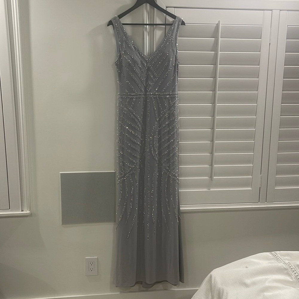 AQUA Embellished Column Gown